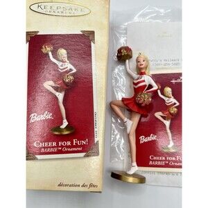 Y2K 2002 Hallmark Barbie Cheer for Fun Cheerleader Ornament New in Box